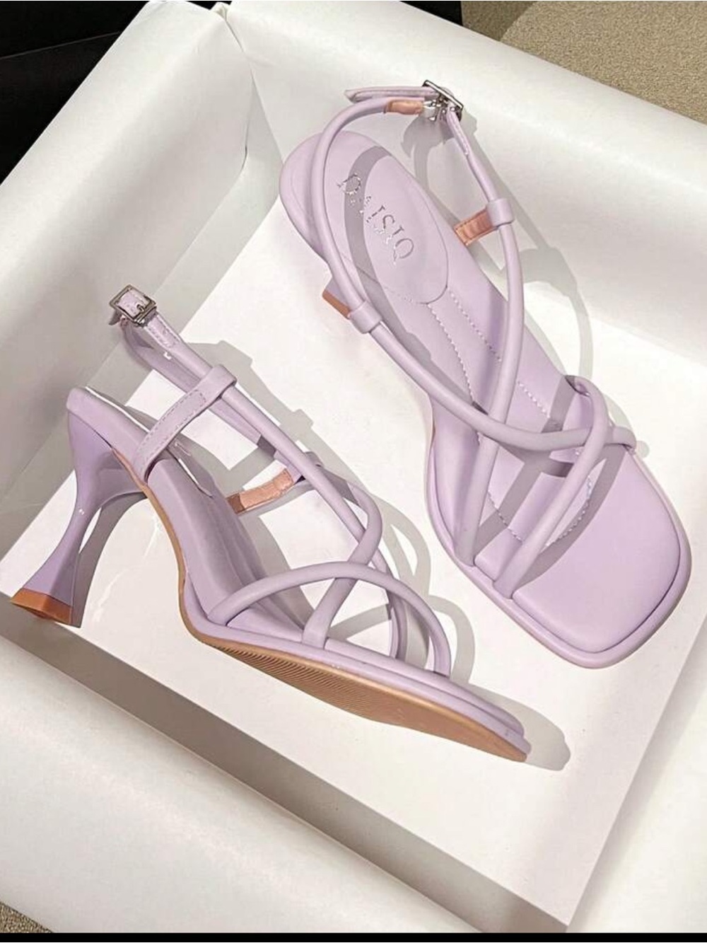 Lavender Strappy Heeled Sandals